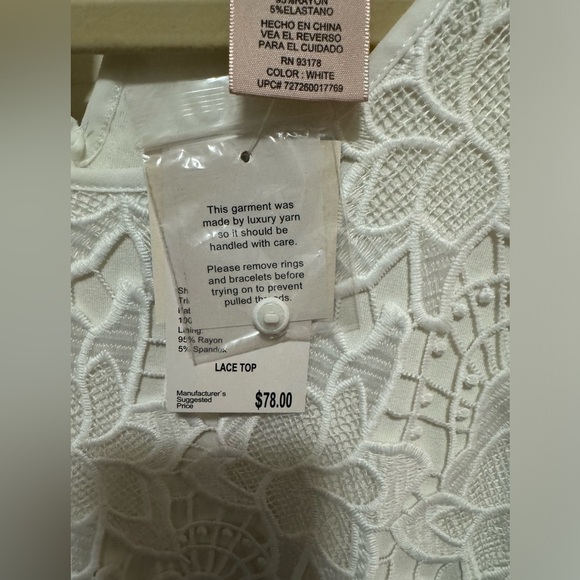 Philosophy - White Lace overlay Short Sleeve Top - Size L - NWT - Picture 6 of 6